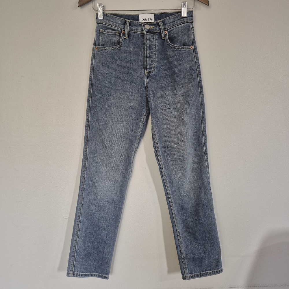 Du/er Midweight High Rise Straight Denim Jeans Vintage Wash Button Fly Size 25